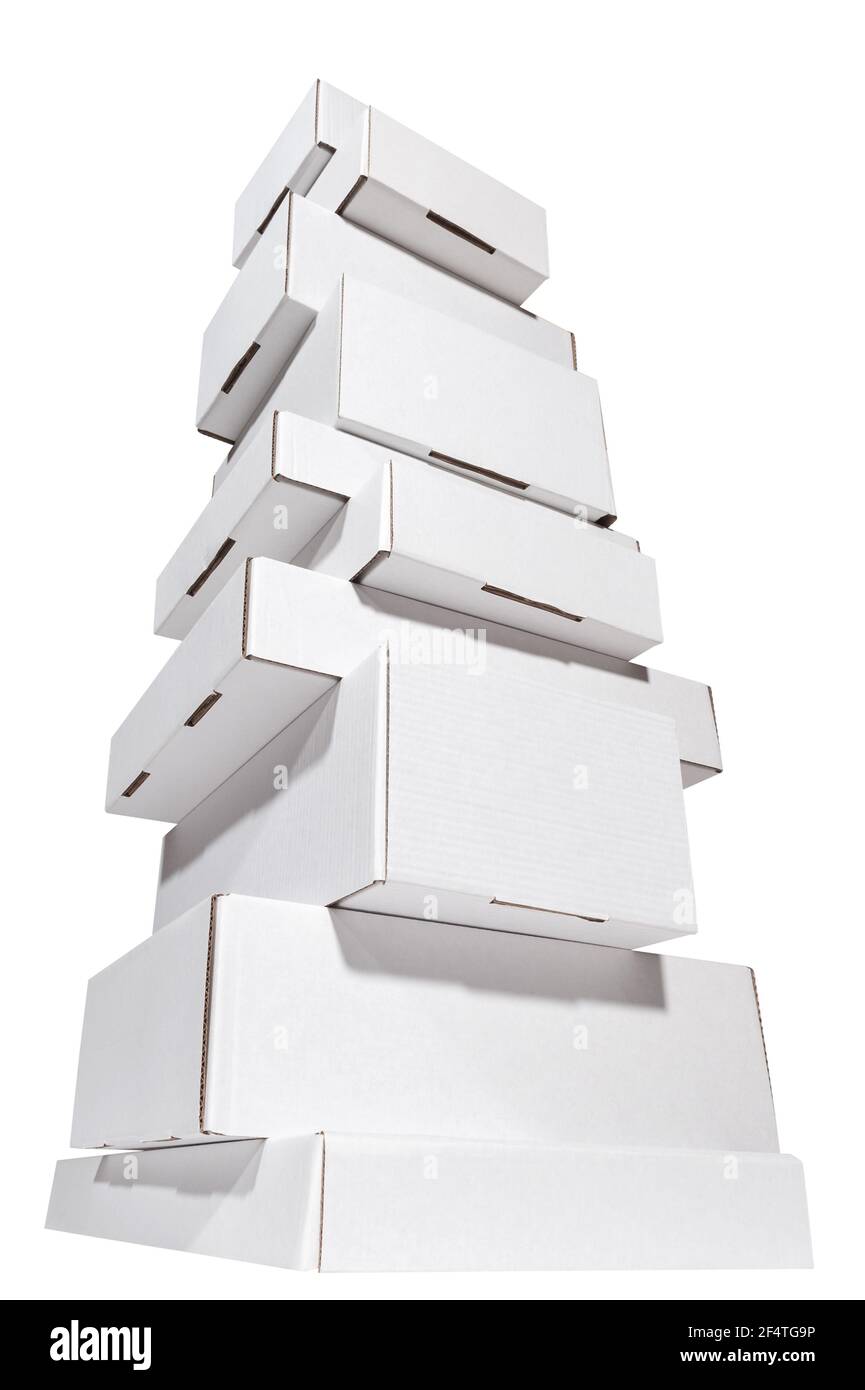 set of new blank white cardboard box different sizes Stock Photo Alamy