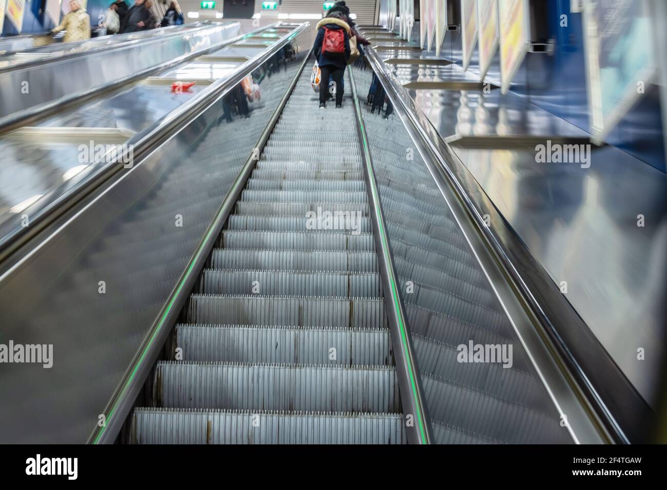 Escalator from Hakaniemi metro station in Helsinki Finland Stock Photo ...