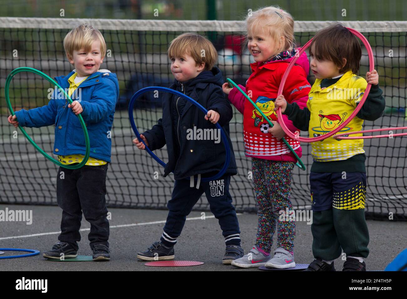 'Playball' children's activity class on Clapham Common, Southwest London, England, United Kingdom Stock Photo