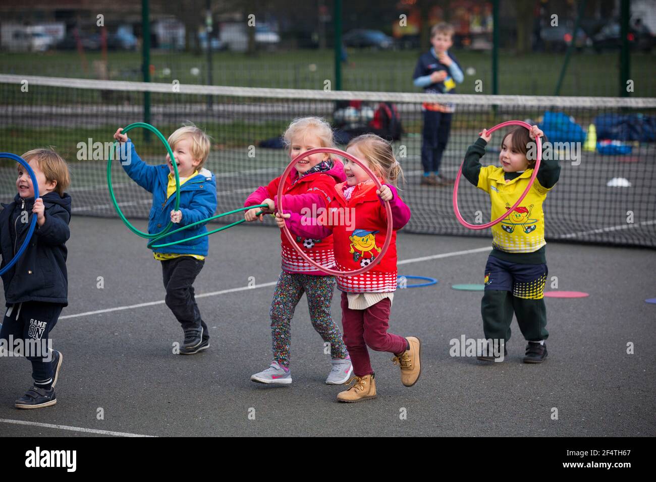 'Playball' children's activity class on Clapham Common, Southwest London, England, United Kingdom Stock Photo