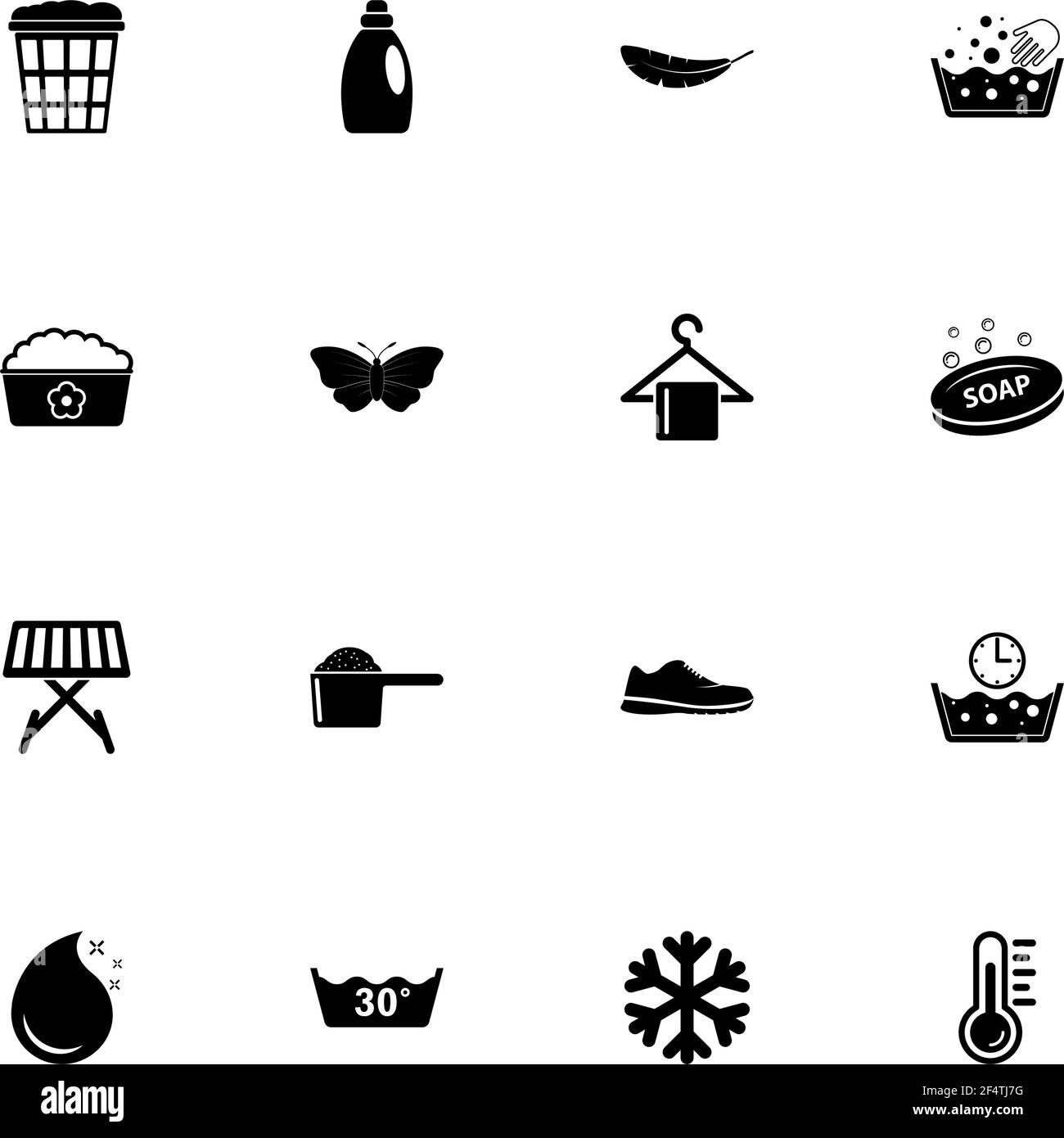 Washing icon - Expand to any size - Change to any colour. Perfect Flat Vector Contains such Icons as soap, bottle, butterfly, dryer, laundry basket, p Stock Vector