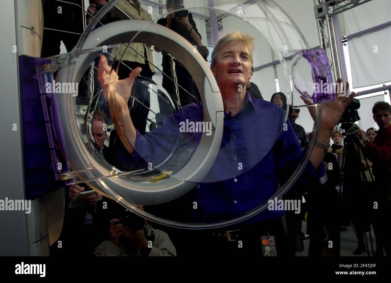 James Dyson shows off his new washing machine at its launch. Stock Photo