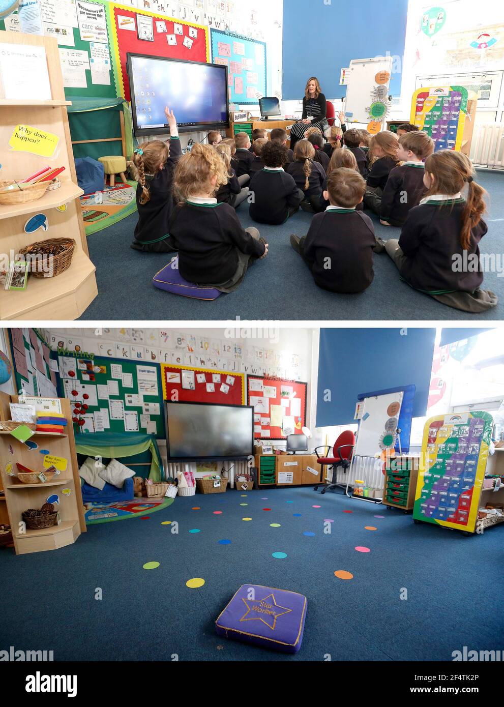 Composite of photos of the Reception classroom at Manor Park School and
