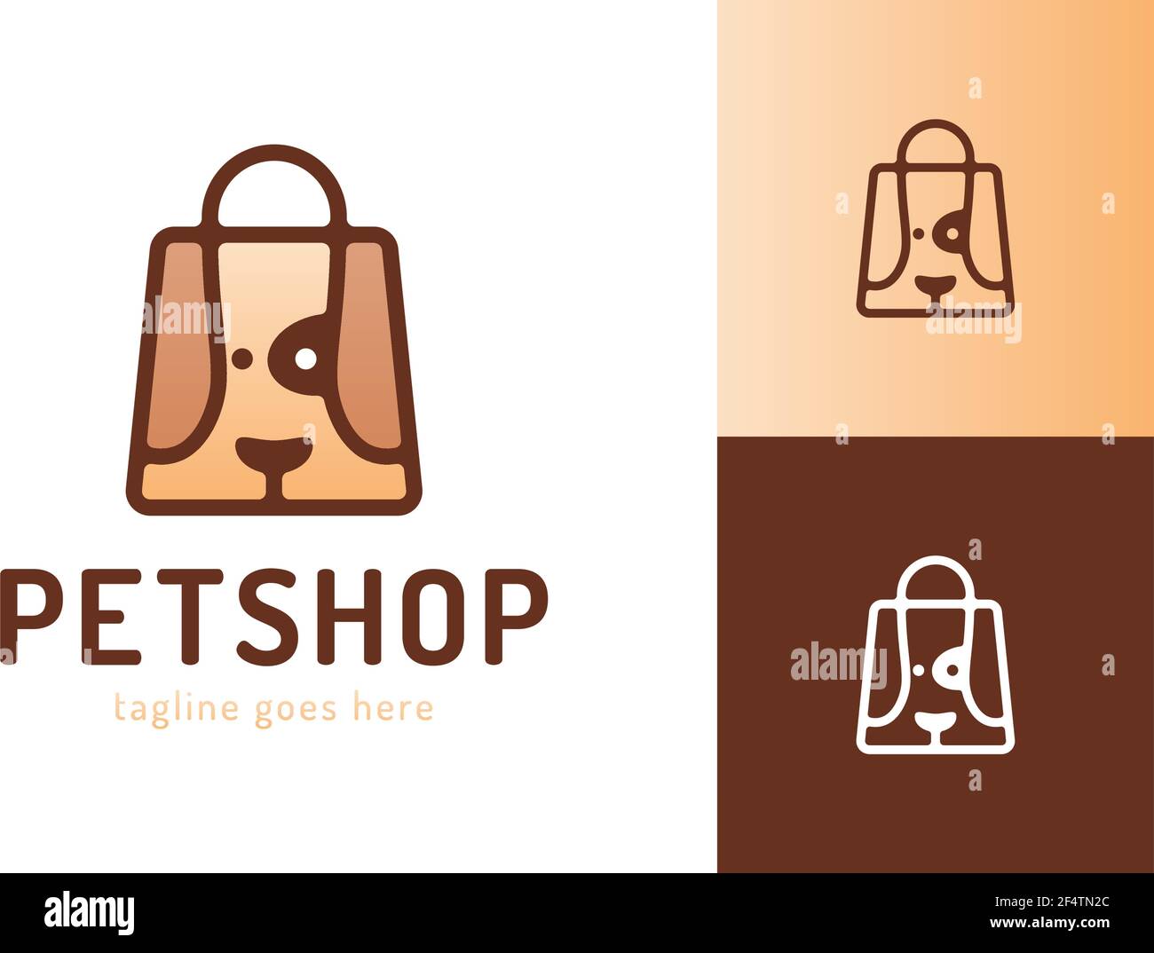 shopping bag with dog logo vector symbol Pet Shop logotype