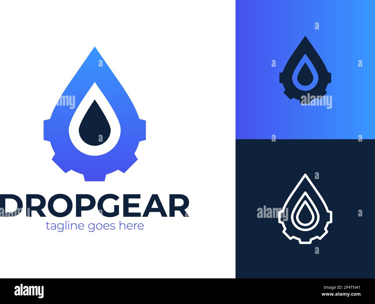 water drop gear energy engineering logo vector icon illustration