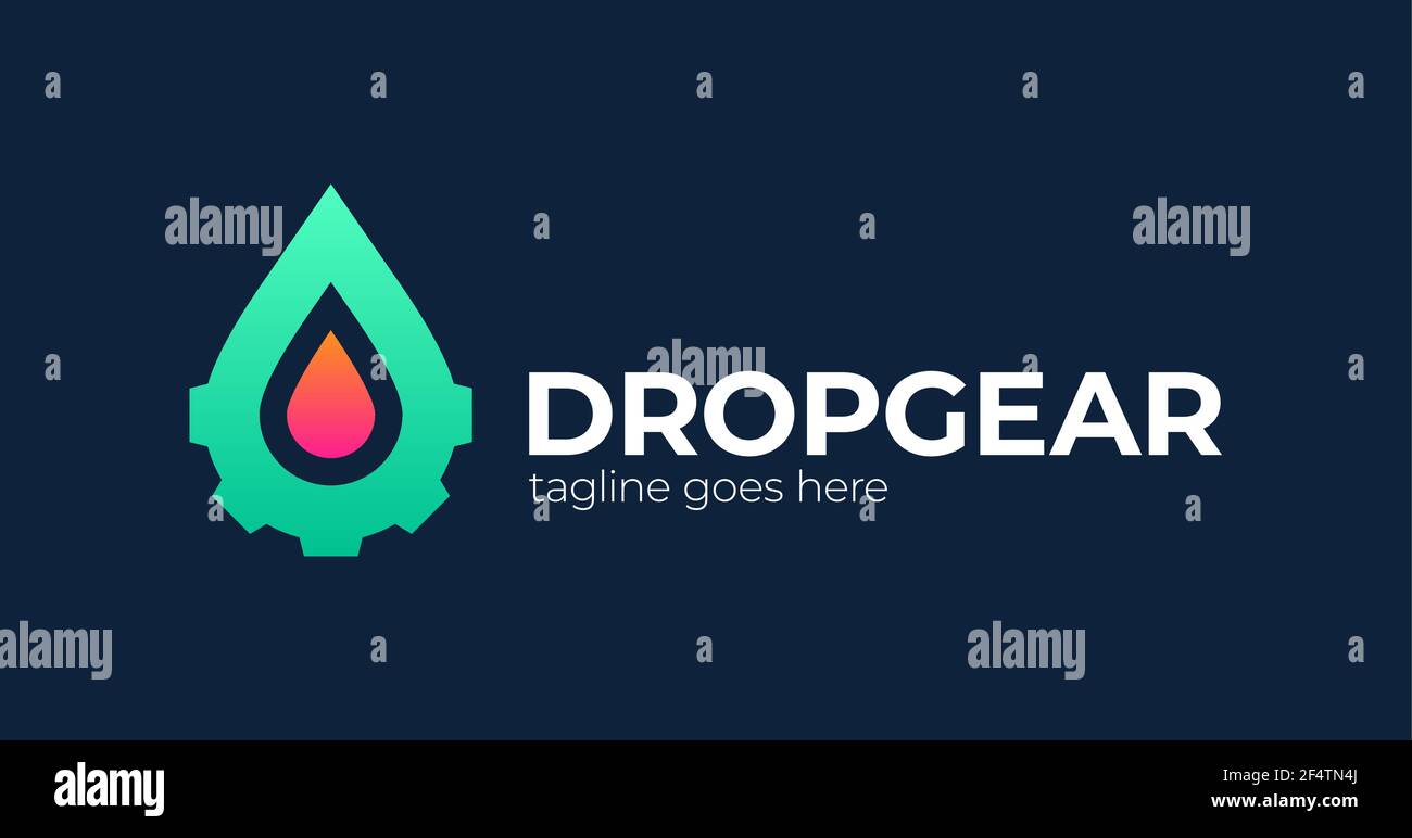 water drop gear energy engineering logo vector icon illustration