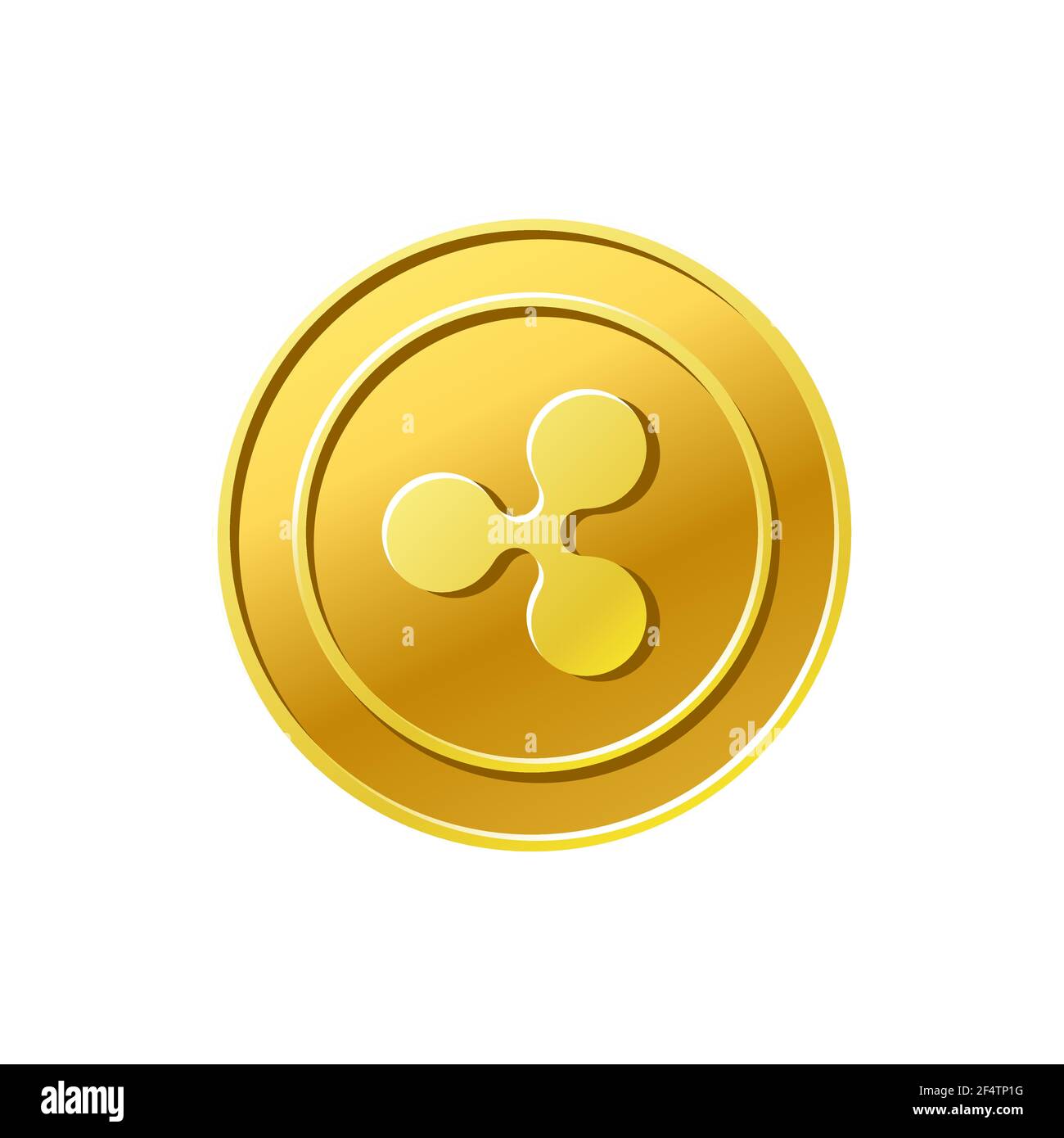 Ripple XRP crypto currency Golden ripple coin icon Stock Vector