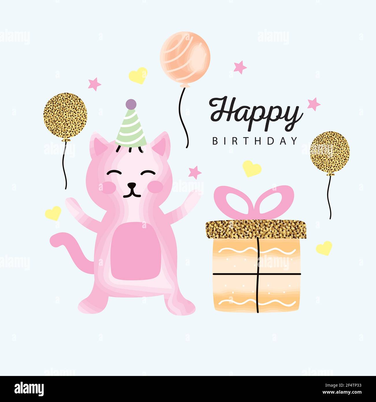 happy birthday cat and gift Stock Vector Image & Art - Alamy