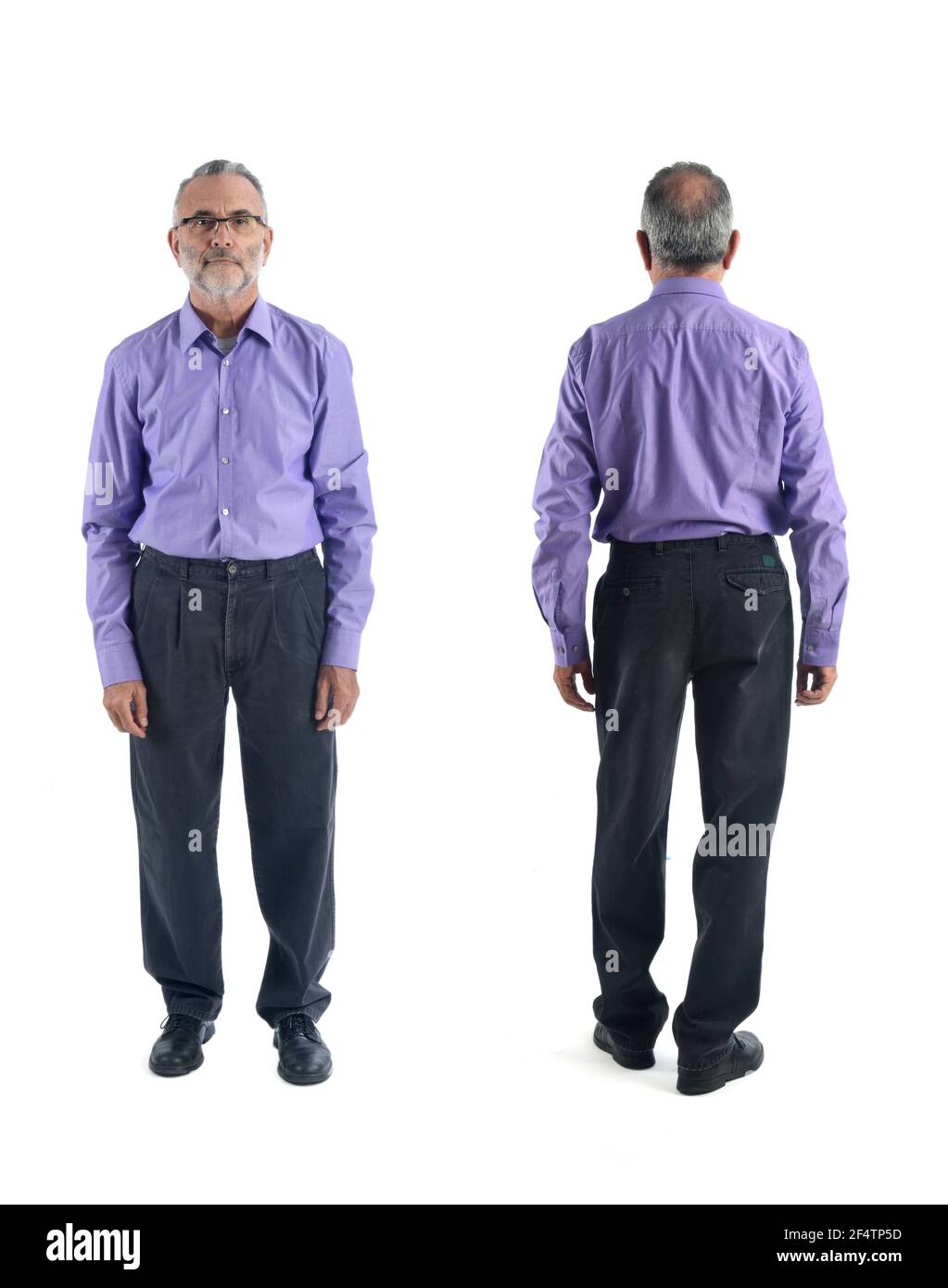 front and back view of same man on white background Stock Photo - Alamy