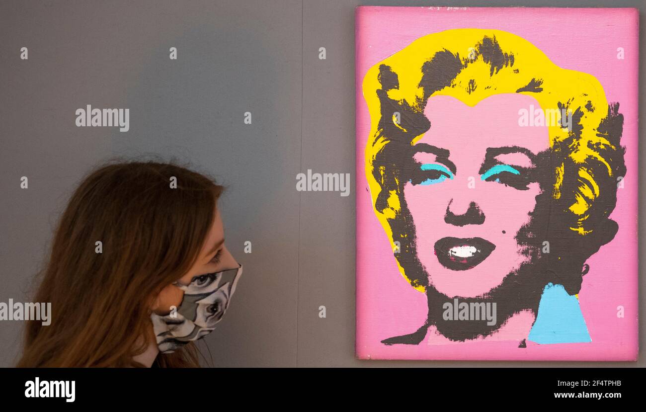 Bonhams, London, 22 March 2021. Preview of Postwar and Contemporary Art Sale. Sturtevant, Study for Warhol's Marilyn, est: £120,000-180,000. Stock Photo