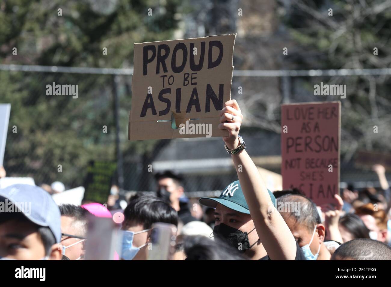 March 21, 2021, New York, NY, USA: March 19, 2021 : The Rally Against Hate took place in Columbus Park in Chinatown sparked by recent anti asian racism. (Credit Image: © Dan Herrick/ZUMA Wire) Stock Photo