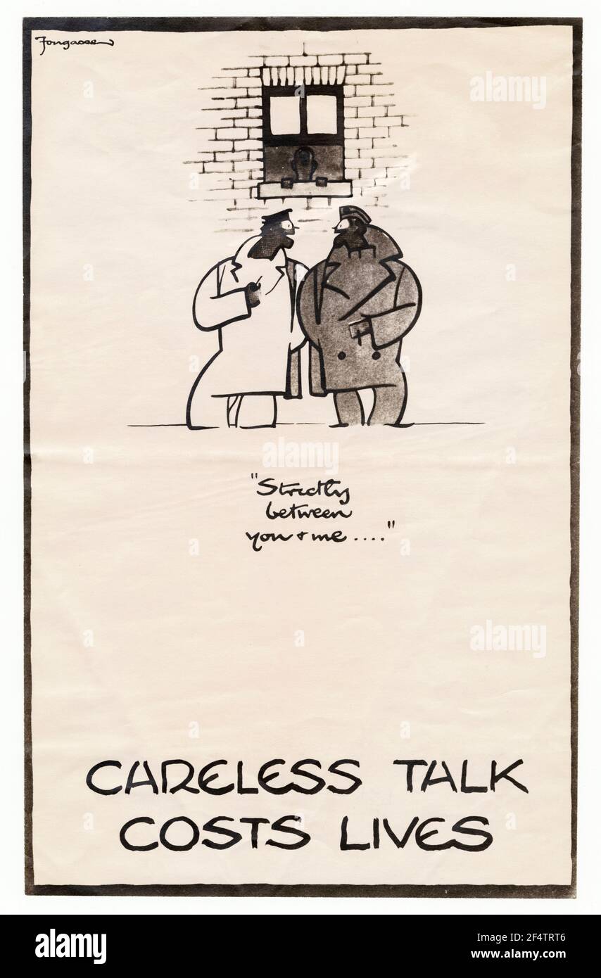 British, WW2, Careless Talk Costs Lives, Public Information Poster, 1942-1945 Stock Photo