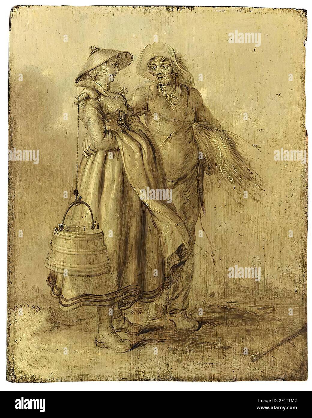Adriaen van de Venne - an Amorous Peasant Couple Conversing 1631 Stock Photo