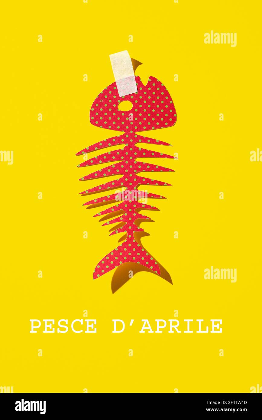 text fish of april written in italian, the equivalent of april fools ...