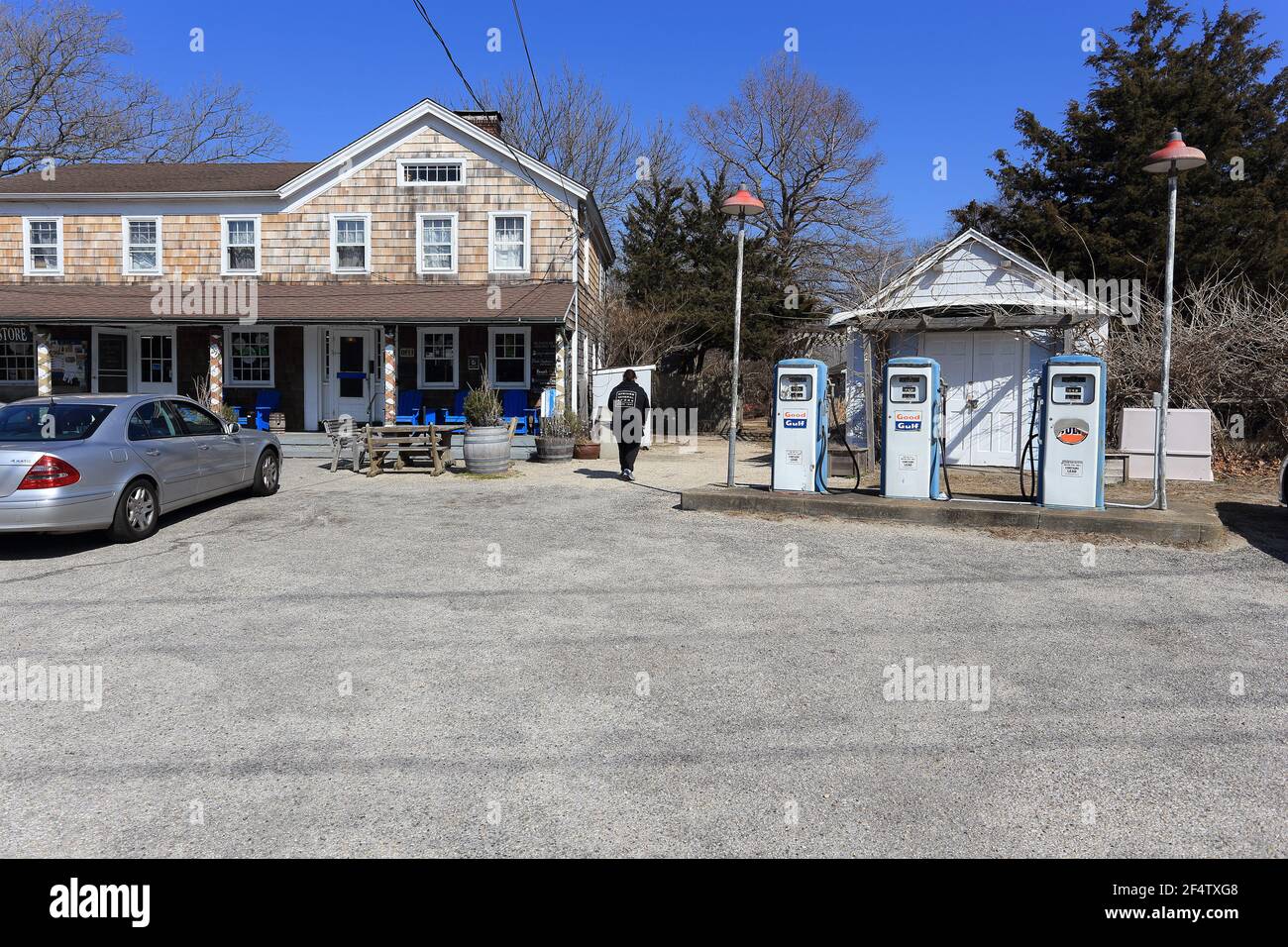 Old gas pumps East Hampton Long Island New York Stock Photo Alamy