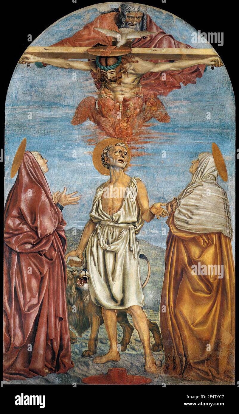 Andrea del Castagno - Holy Trinity with St Jerome C 1453 Stock Photo