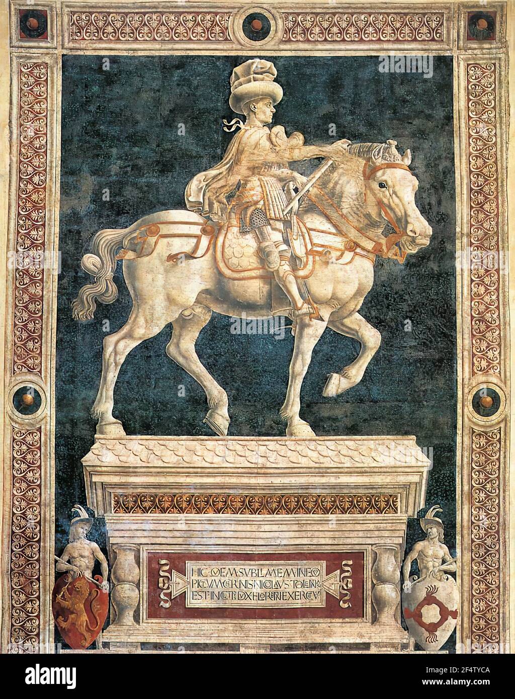 Andrea del Castagno - Equestrian Monument Niccolo D Tolentino 1456 Stock Photo