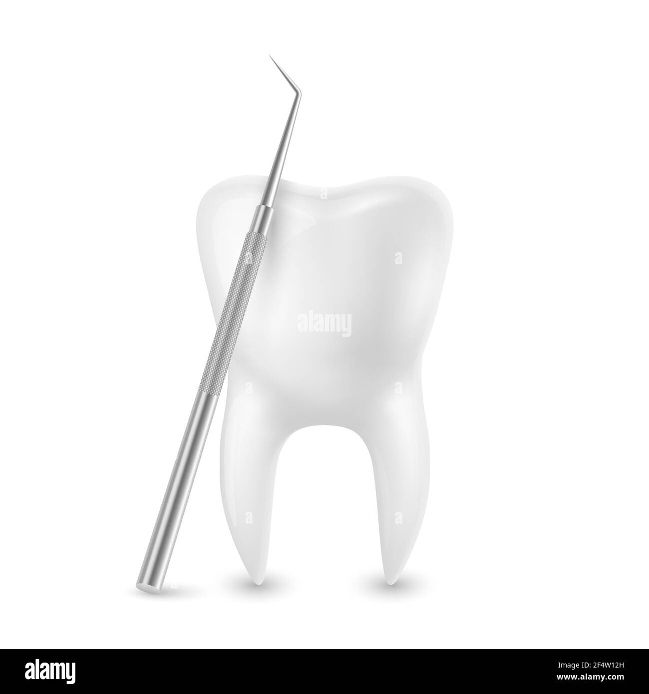 Vector 3d Realistic Tooth and Dental Probe for Teeth Closeup Isolated ...