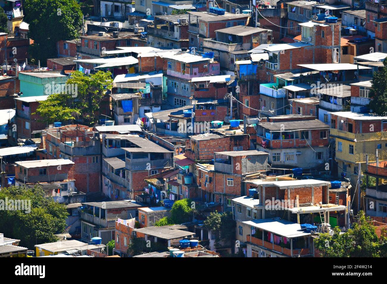 Landscape with scenic view of the favela Rocinha in Rio de Janeiro ...