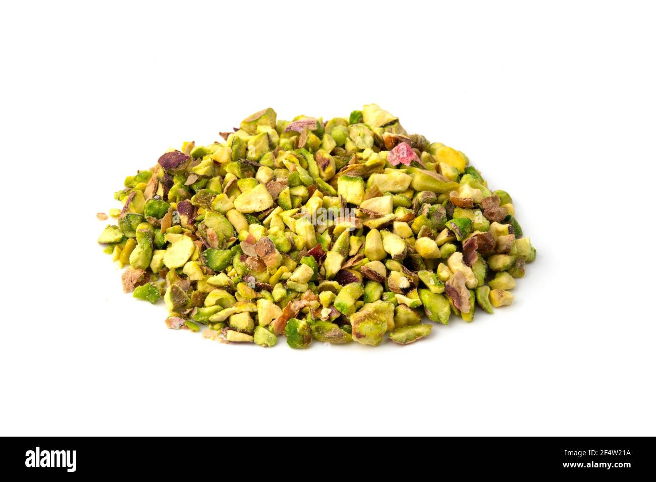 Granulated Pistachio on a white background Stock Photo