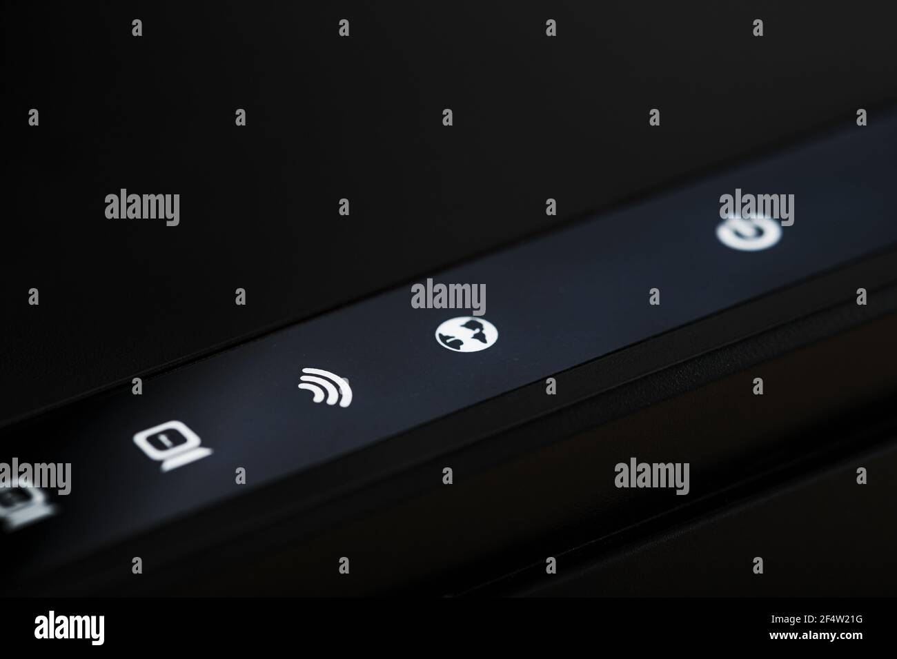 The icons on the Wi-Fi router are close-up, indicating the signal and ...