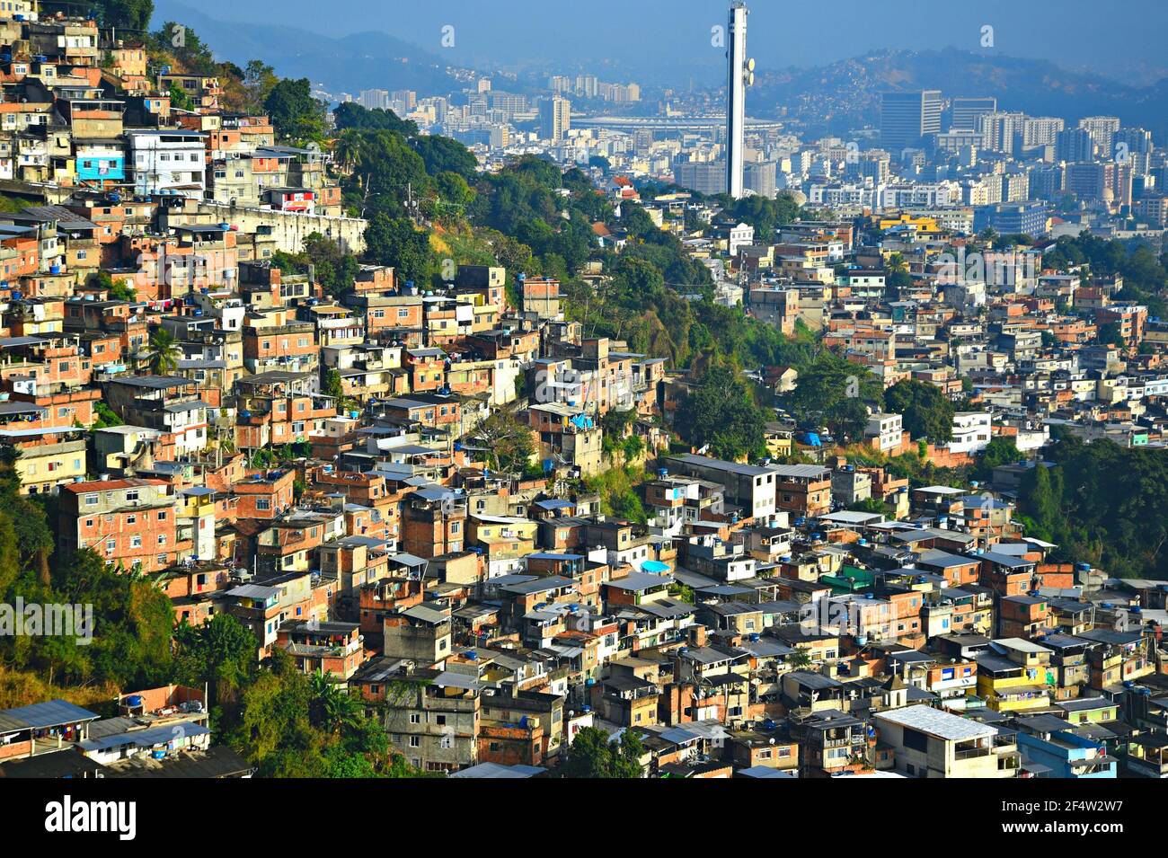 Landscape with panoramic view of the favela Rocinha and the Maracanã ...