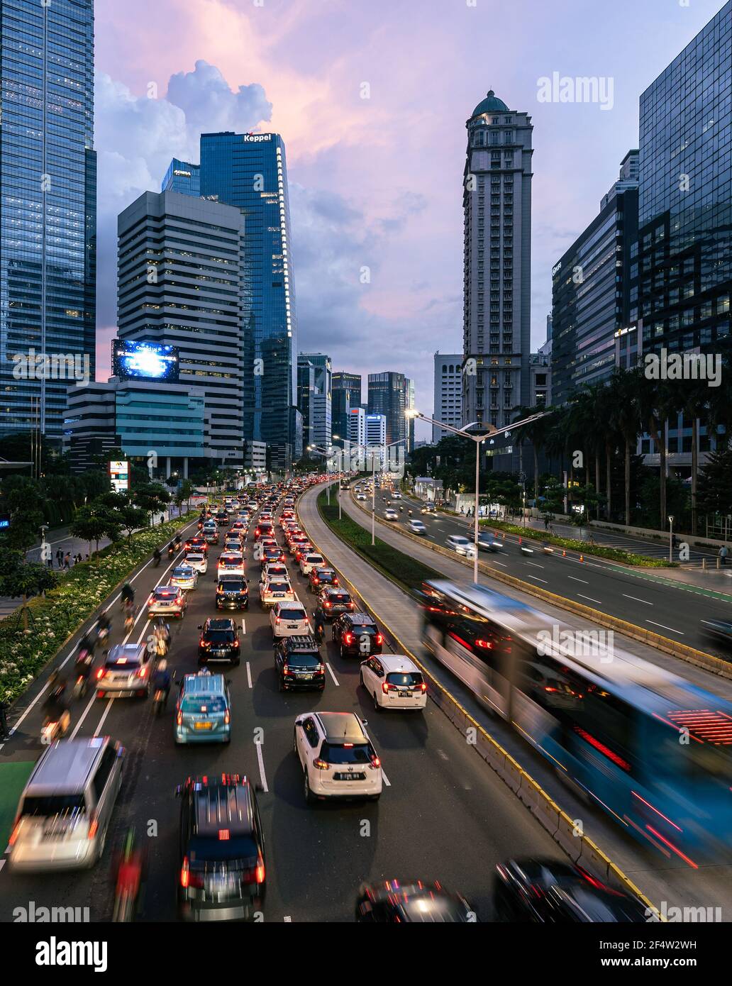 Jakarta, Indonesia March 22 2021 Traffic, captured with blurred