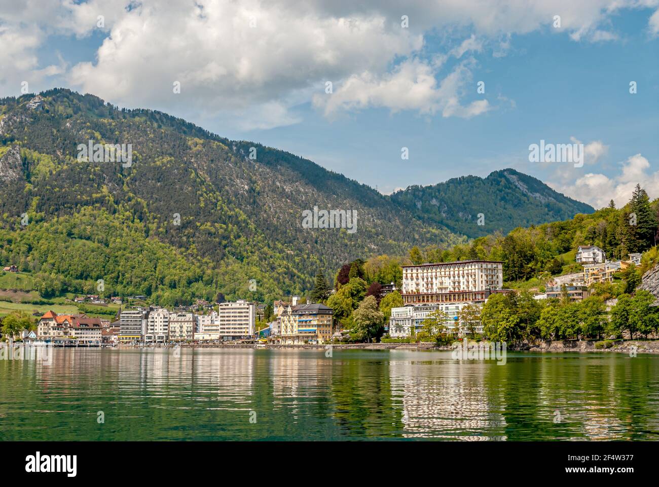 Lakefront of Brunnen, at the north shore of Lake Lucerne, Switzerland Stock Photo