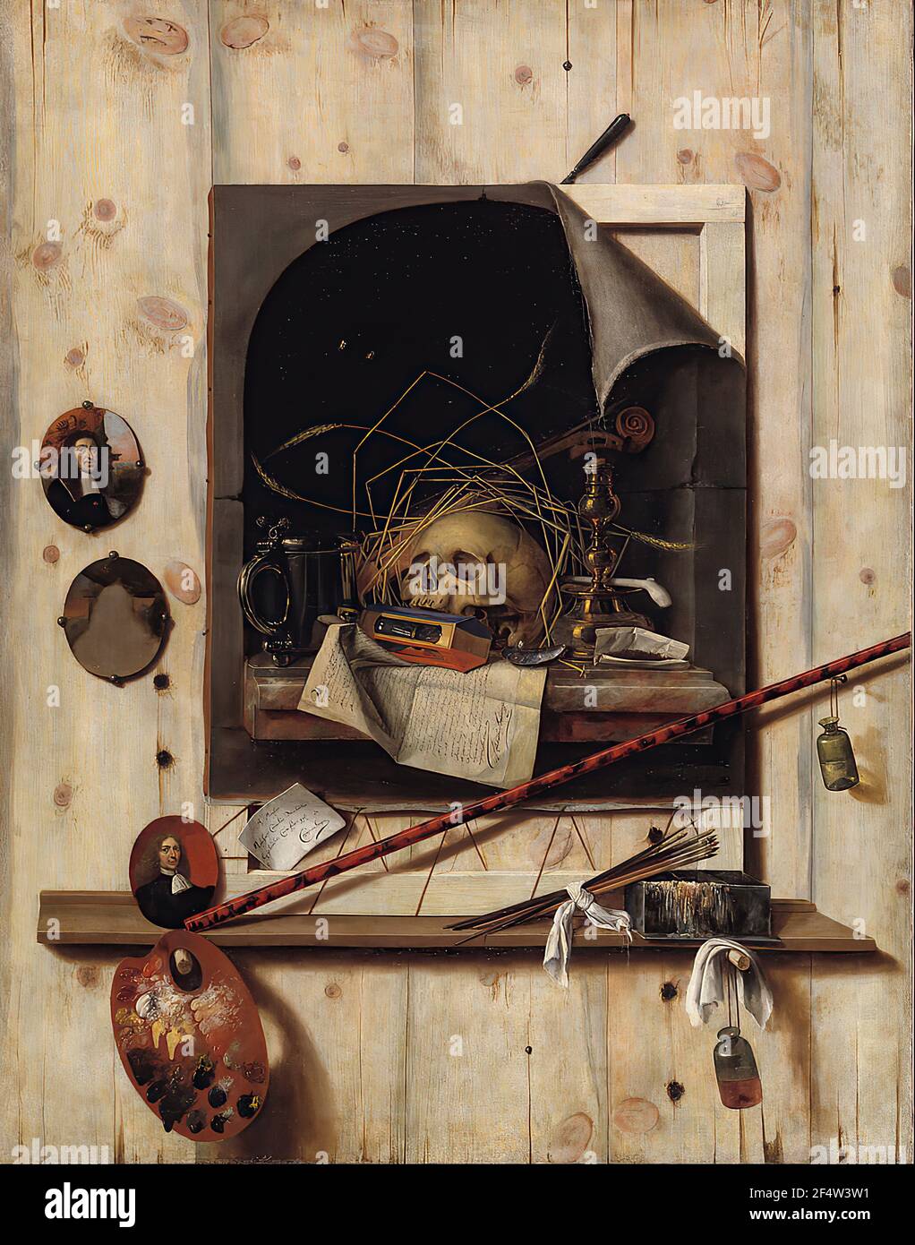 Cornelis Norbertus Gijsbrechts Trompe Oeil with Studio Wall Vanitas