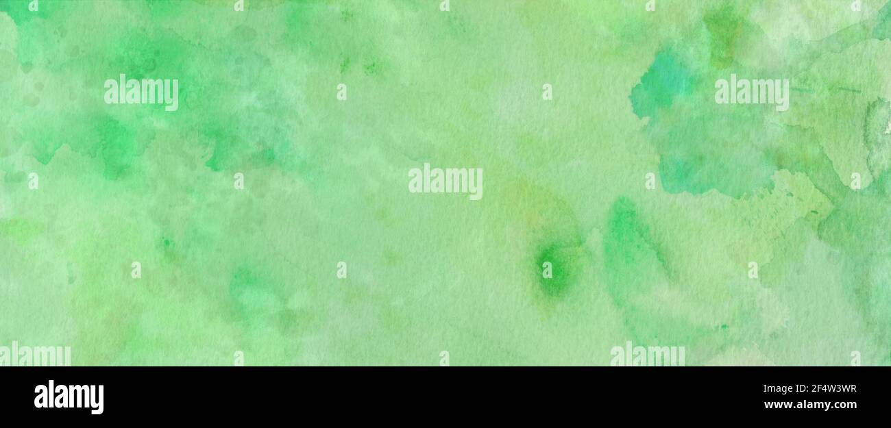 Blue green watercolor background, paper texture with abstract painted stains and blotches with distressed grunge textured bleed in pastel colors Stock Photo