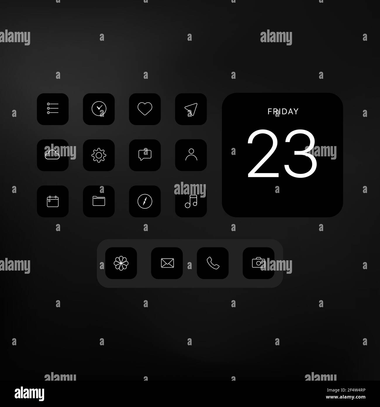 Black and White minimalistic icons. Digital icon set. Vector illustration Stock Vector