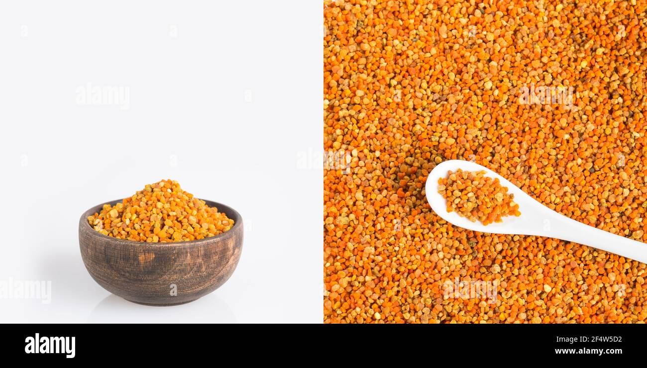 Bee pollen, natural sweetener - Text space Stock Photo - Alamy