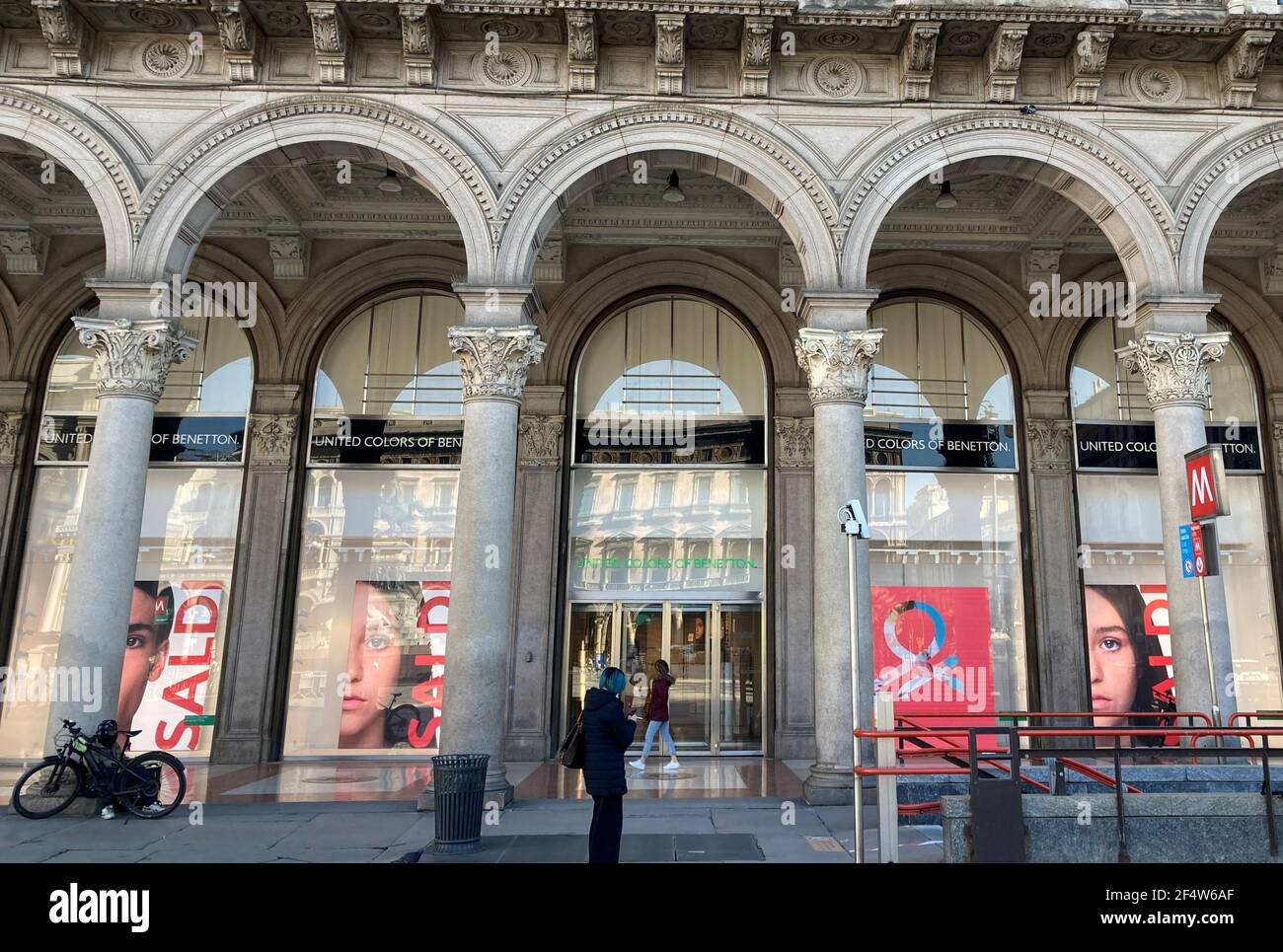Benetton Group flagship store is seen in Milan, Italy March 23, 2021.  REUTERS/Elisa Anzolin Stock Photo - Alamy