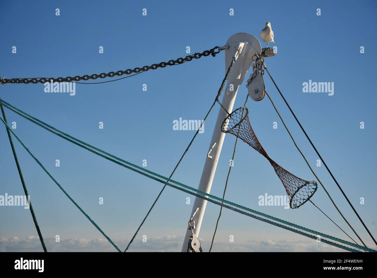 Fishing boat winch view at Port of Howth in Dublin, County Leinster