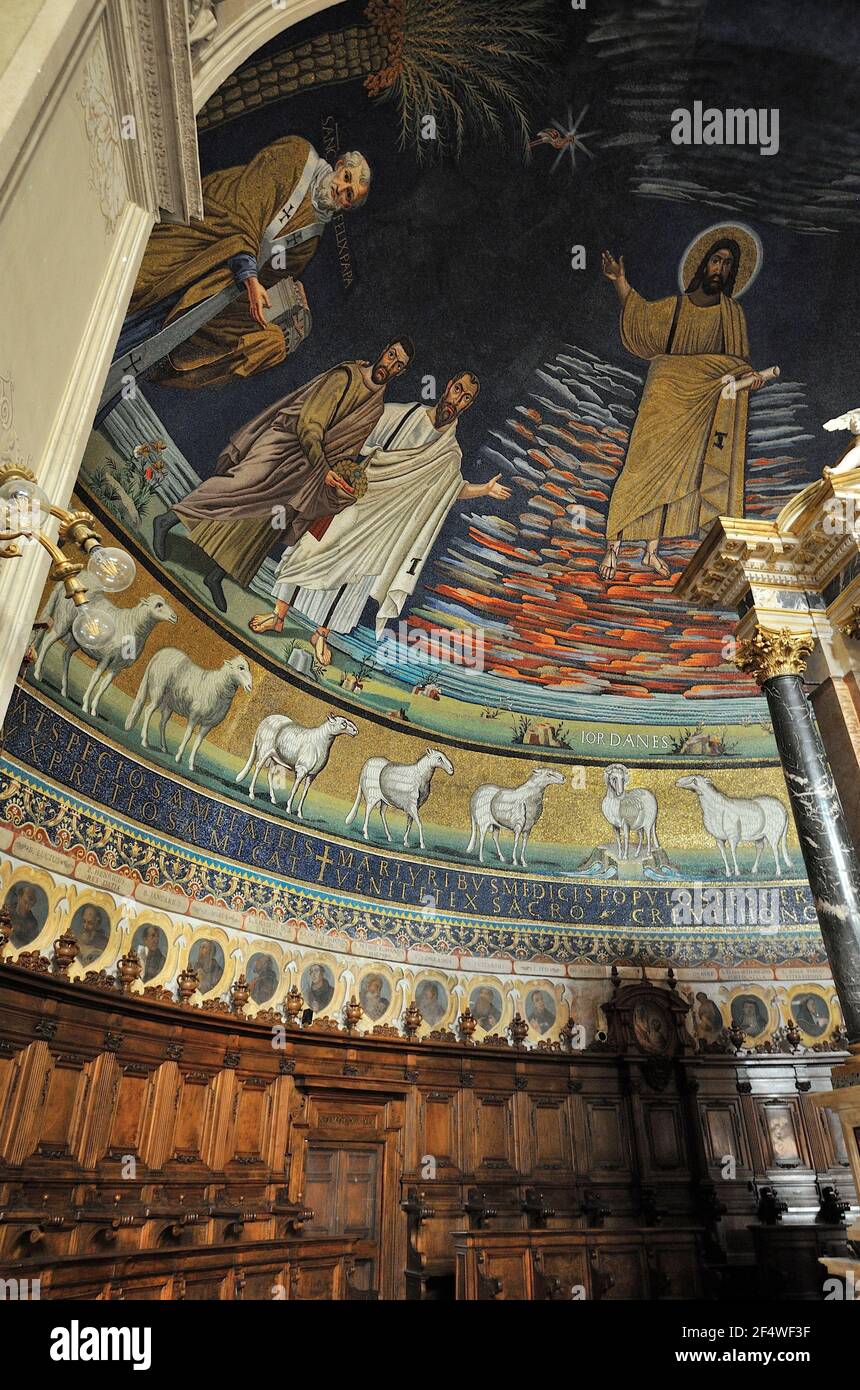 Italy, Rome, Basilica dei Santi Cosma e Damiano, apse mosaic Stock Photo