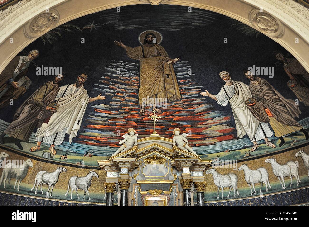 Italy, Rome, Basilica dei Santi Cosma e Damiano, apse mosaic Stock