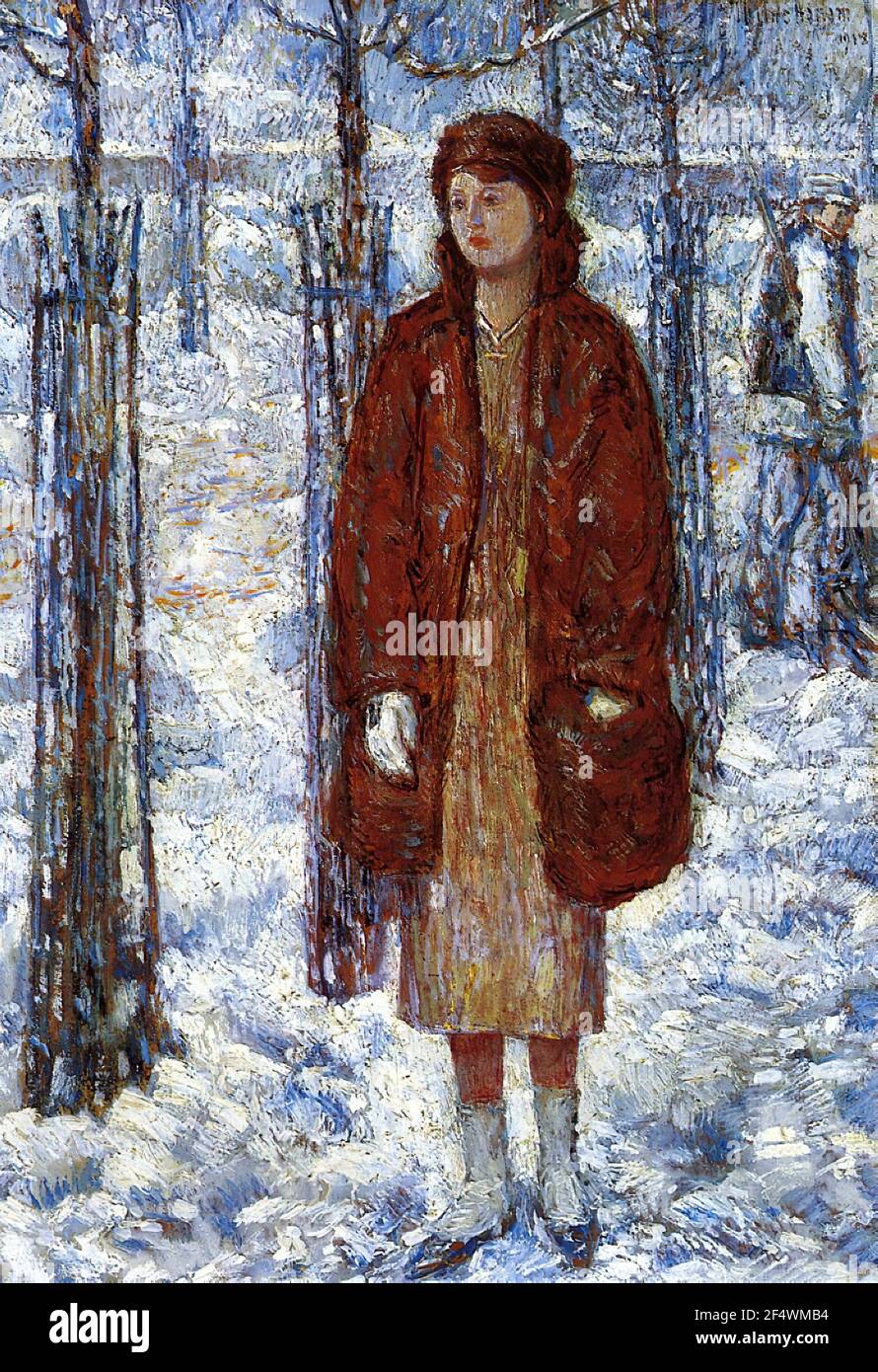 Frederick Childe Hassam- Snowy Winter 1918 New York 1918 Stock Photo