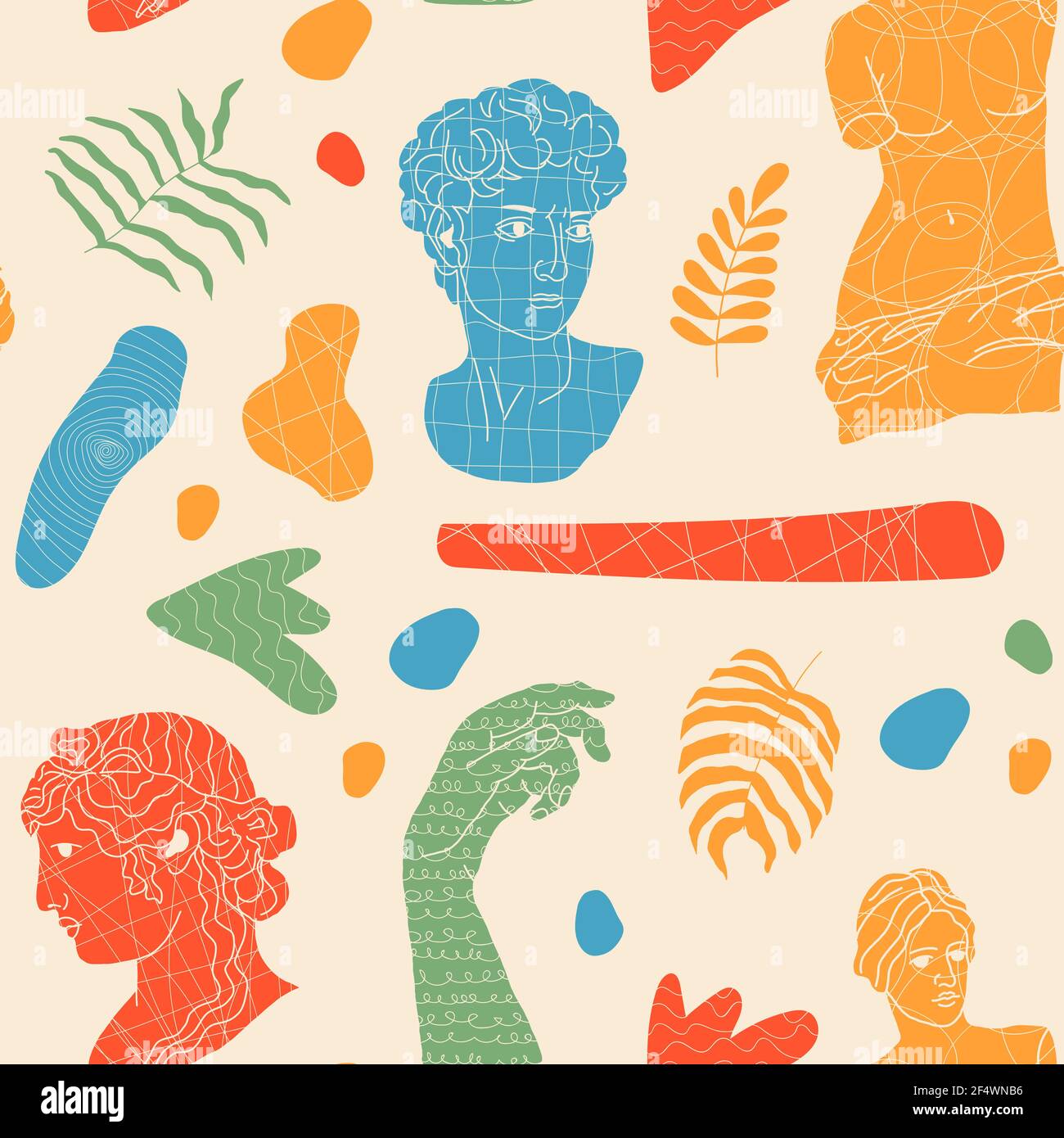 Abstract seamless pattern with antique elements. Stock Vector