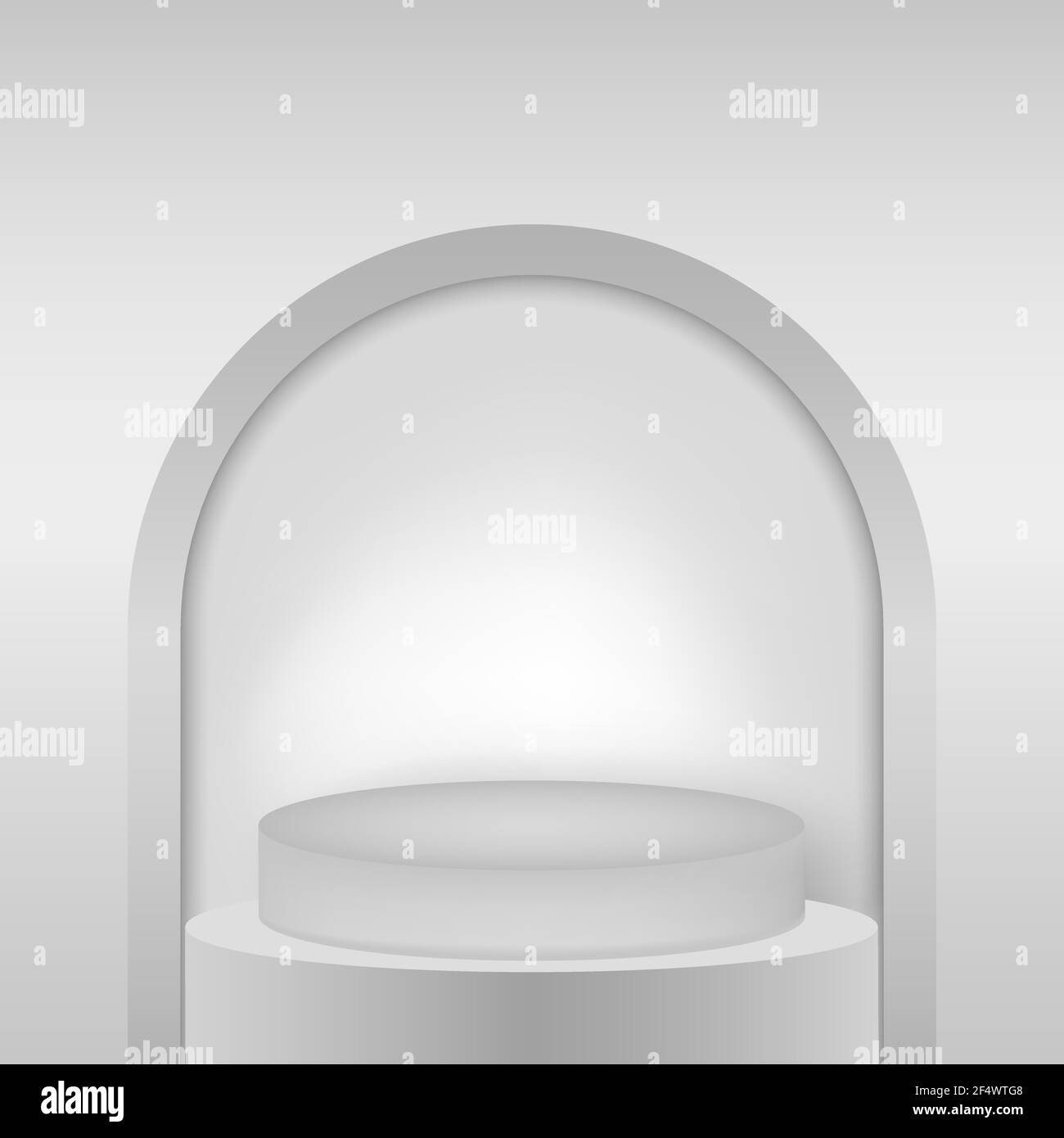 Round presentation podium with arch. Editable background vector illustration Stock Vector