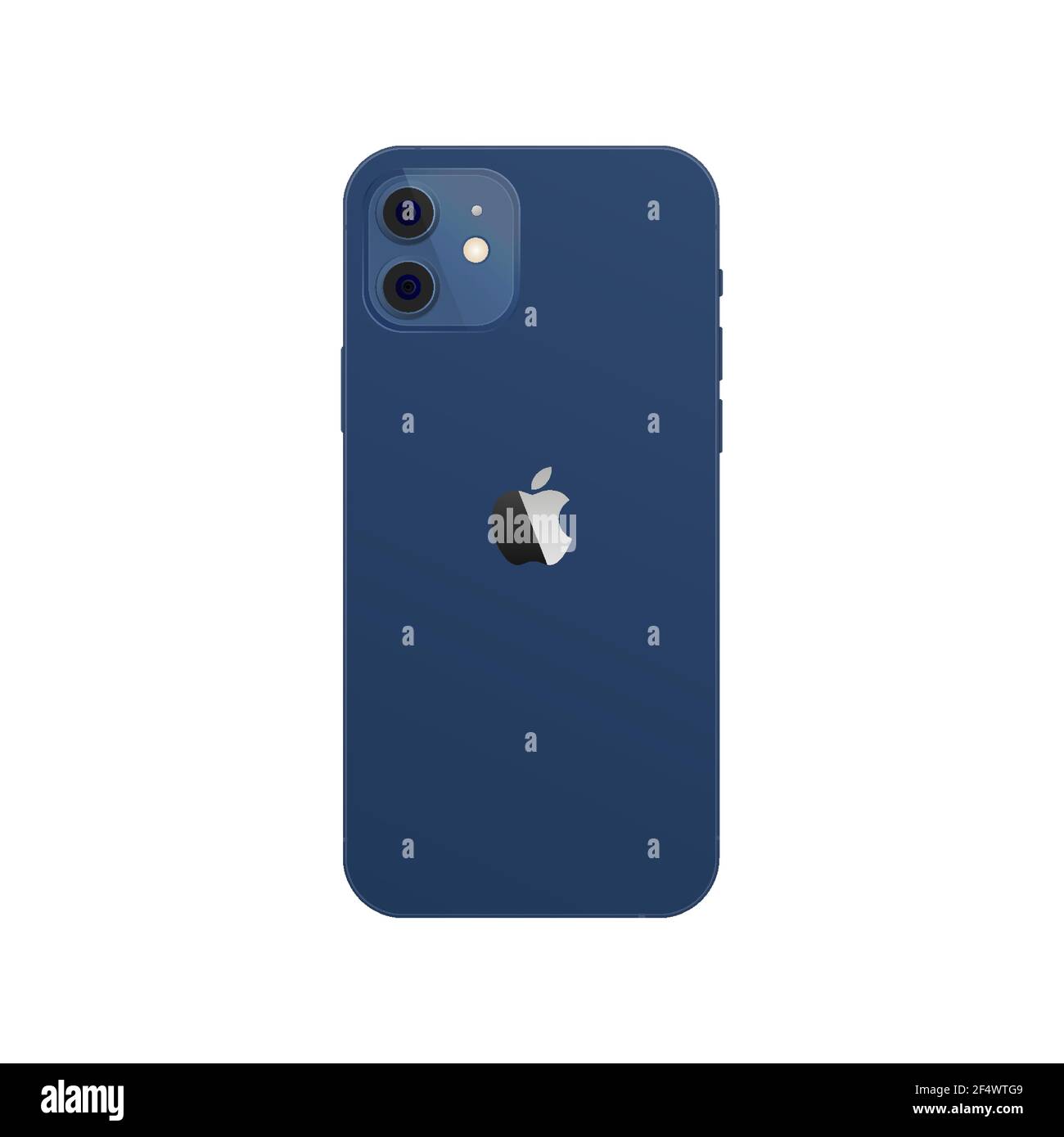 Realistic blue iPhone 12 mockup. Smartphone mockup on the back. Mobile