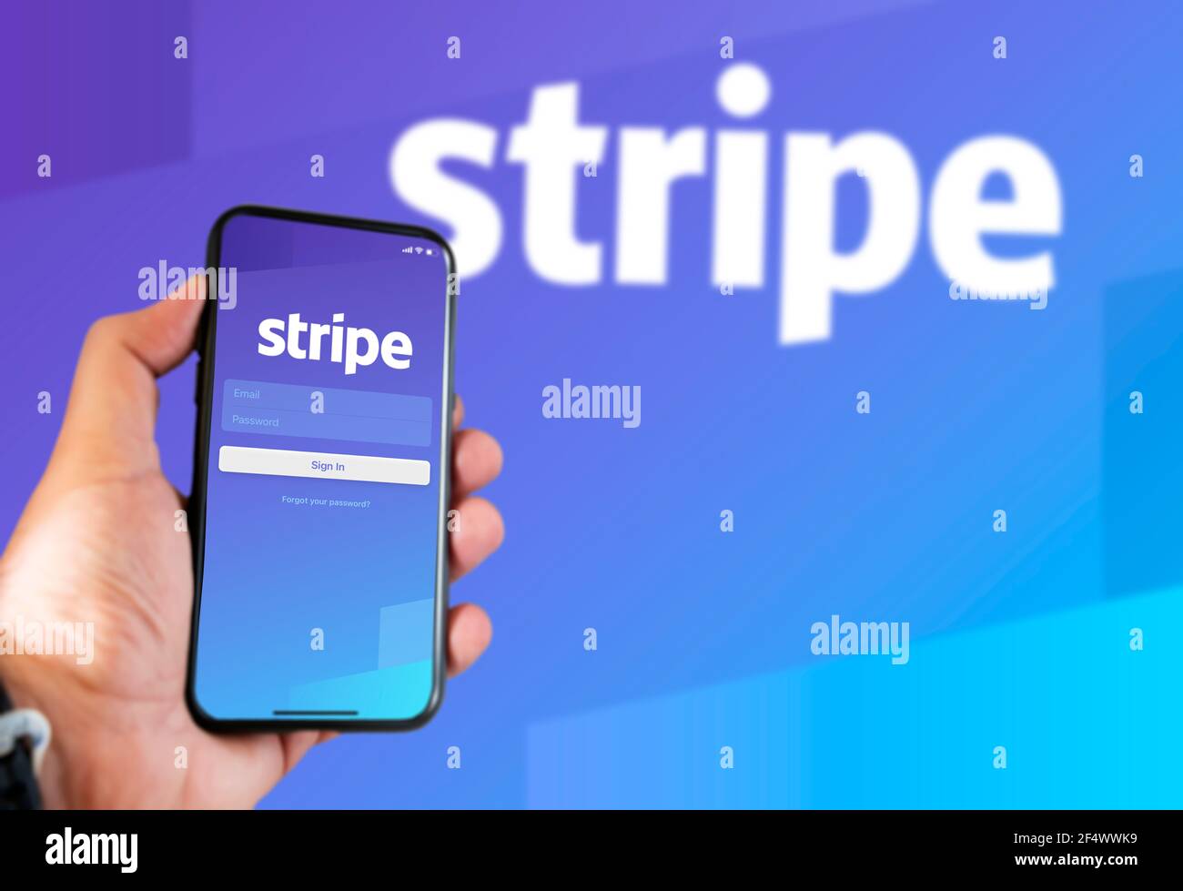 San Francisco, CA, USA, March 15, 2021 Stripe's application login page