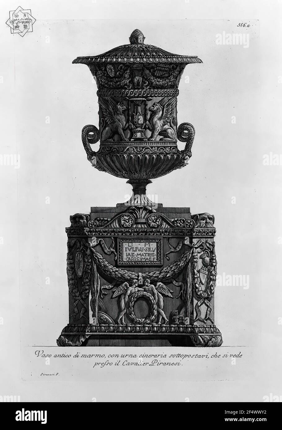 Giovanni Battista Piranesi - Antique Vase Marble Cinerary Urn Stock Photo
