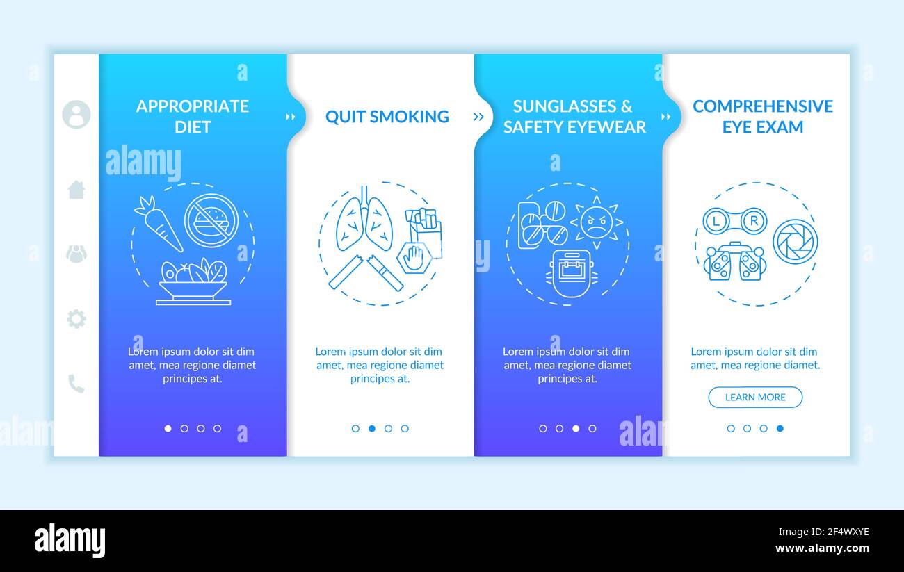 Eye health tips onboarding vector template Stock Vector
