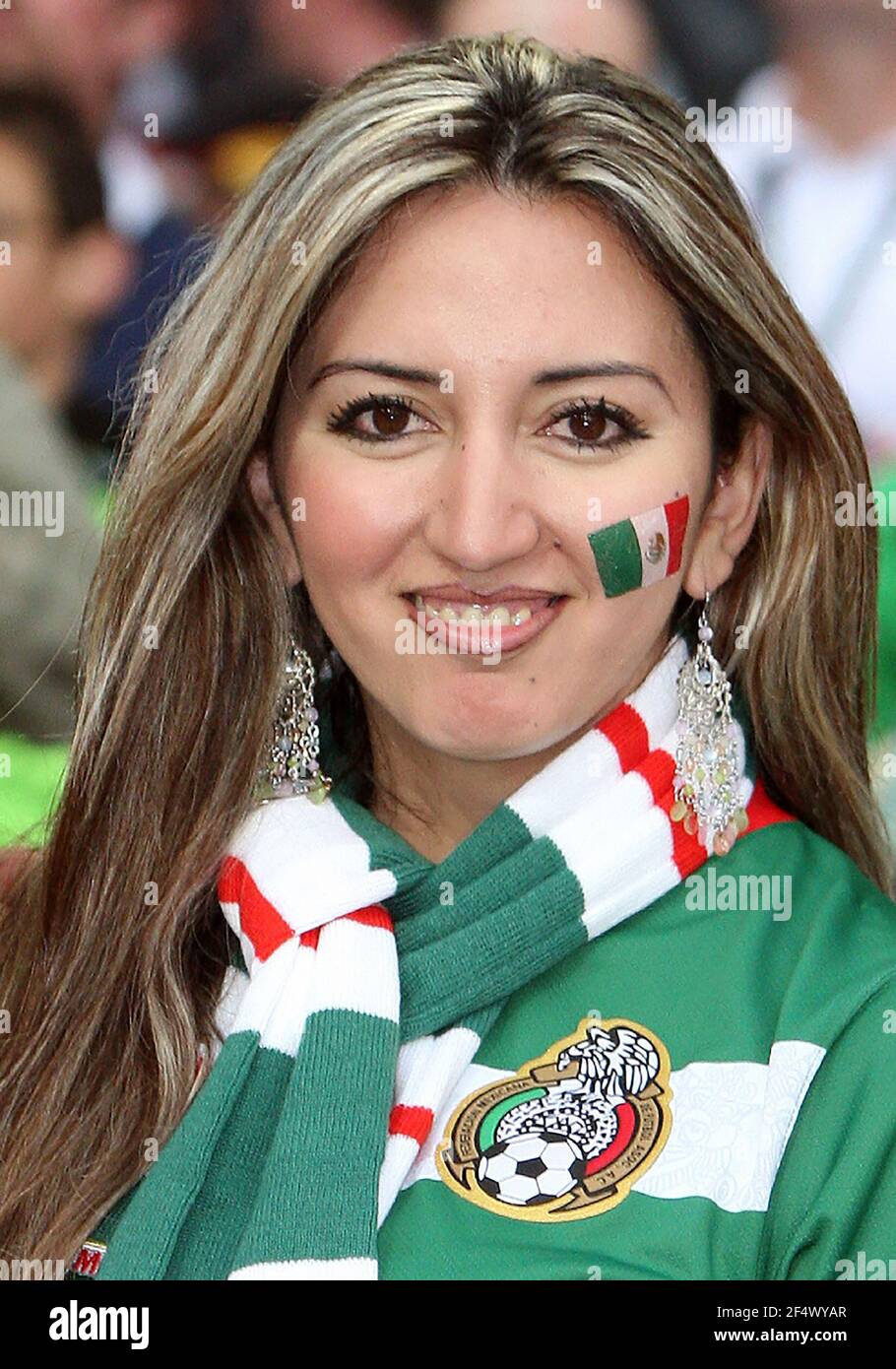 Female mexican soccer fan at an international match Stock Photo Alamy