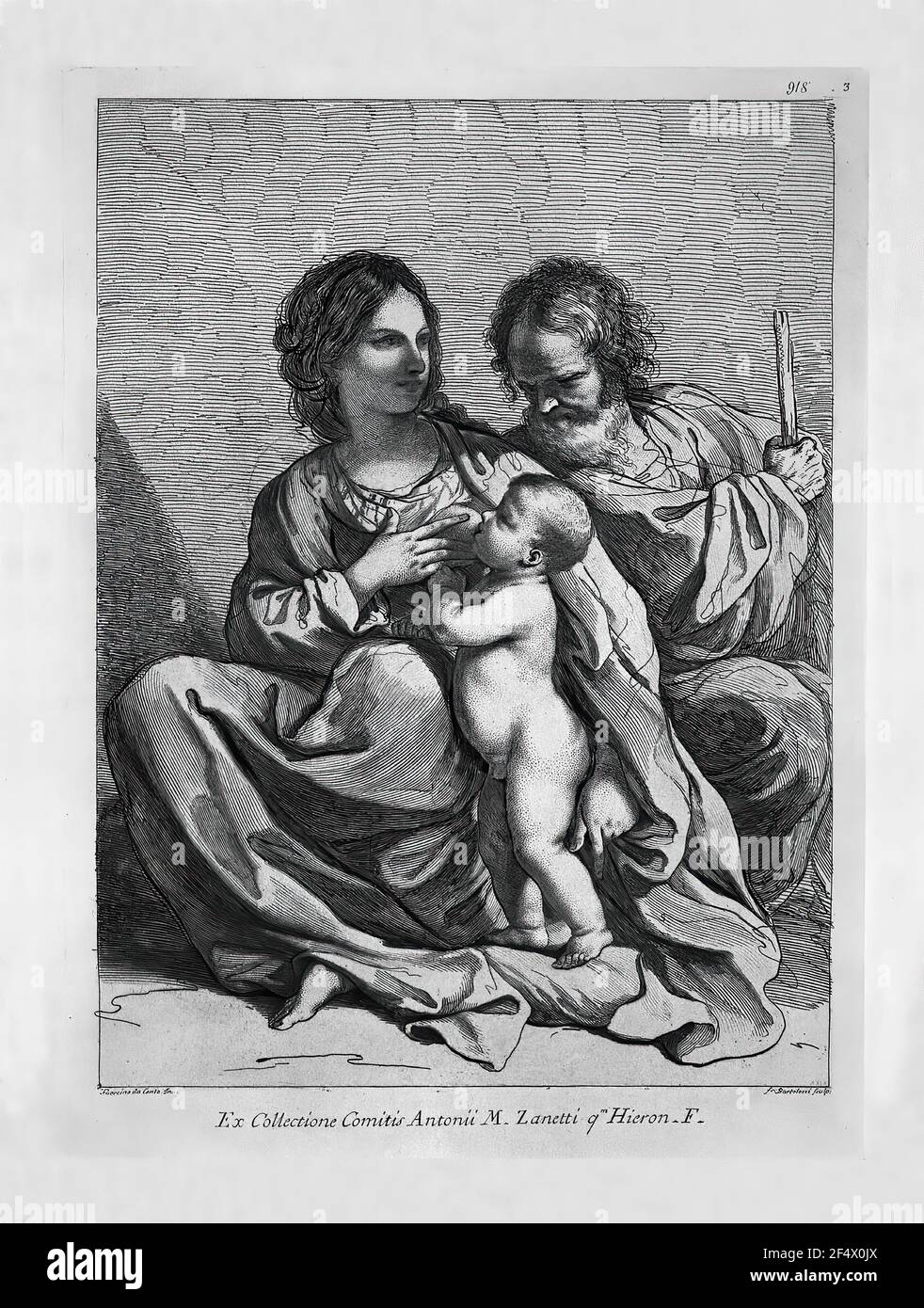 Giovanni Battista Piranesi - Holy Family Virgin Seated Ground Feeding Holy Child Standing Stock Photo