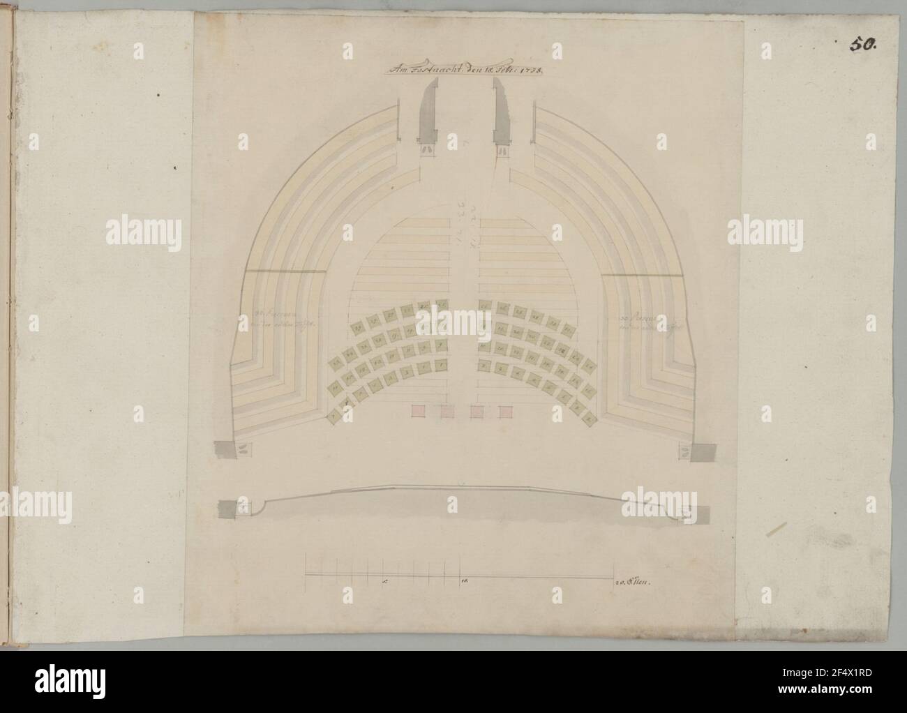 Dresden, Opera House on Zwinger. Viewer room, floor plan Stock Photo