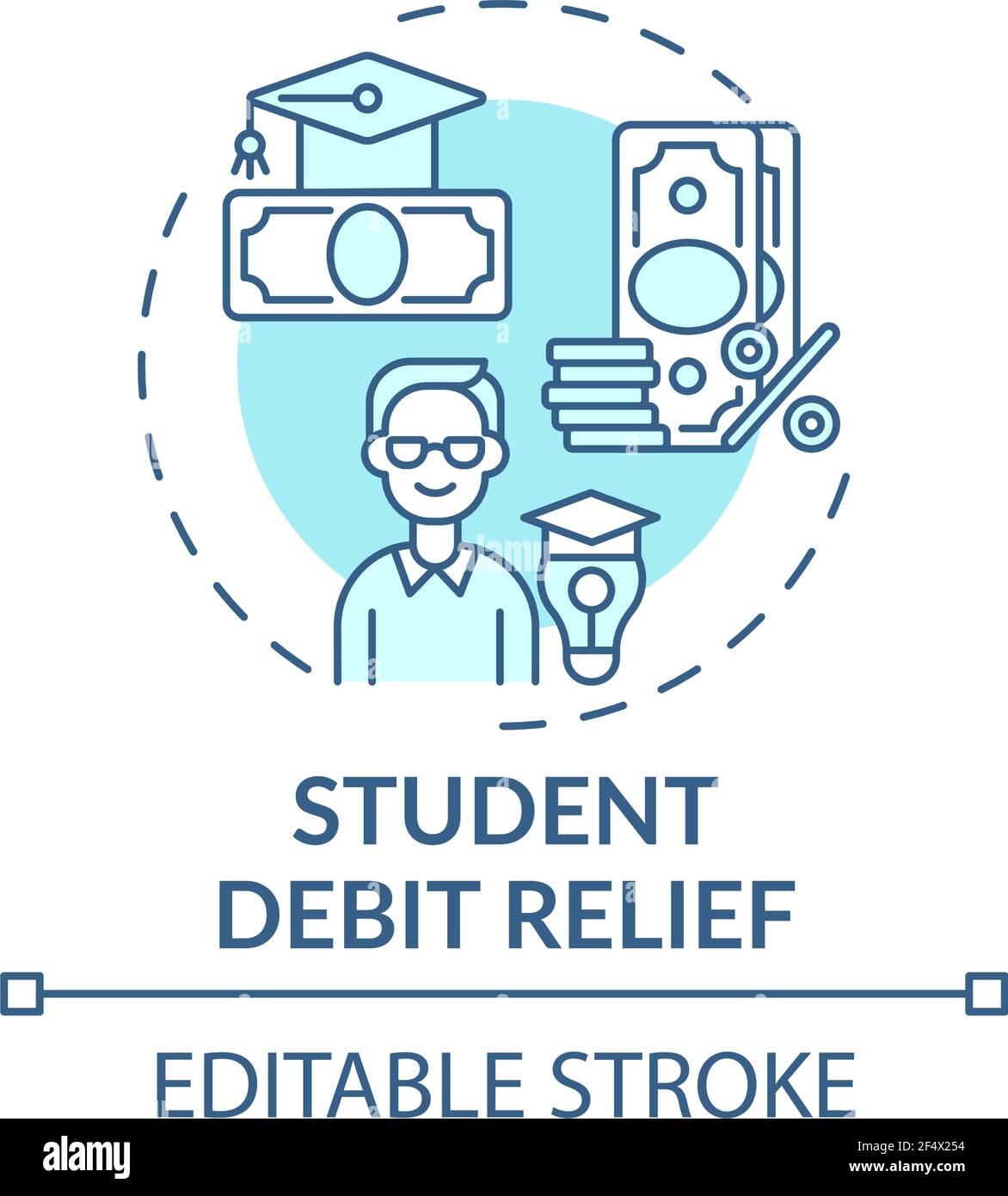 Student debt relief concept icon Stock Vector