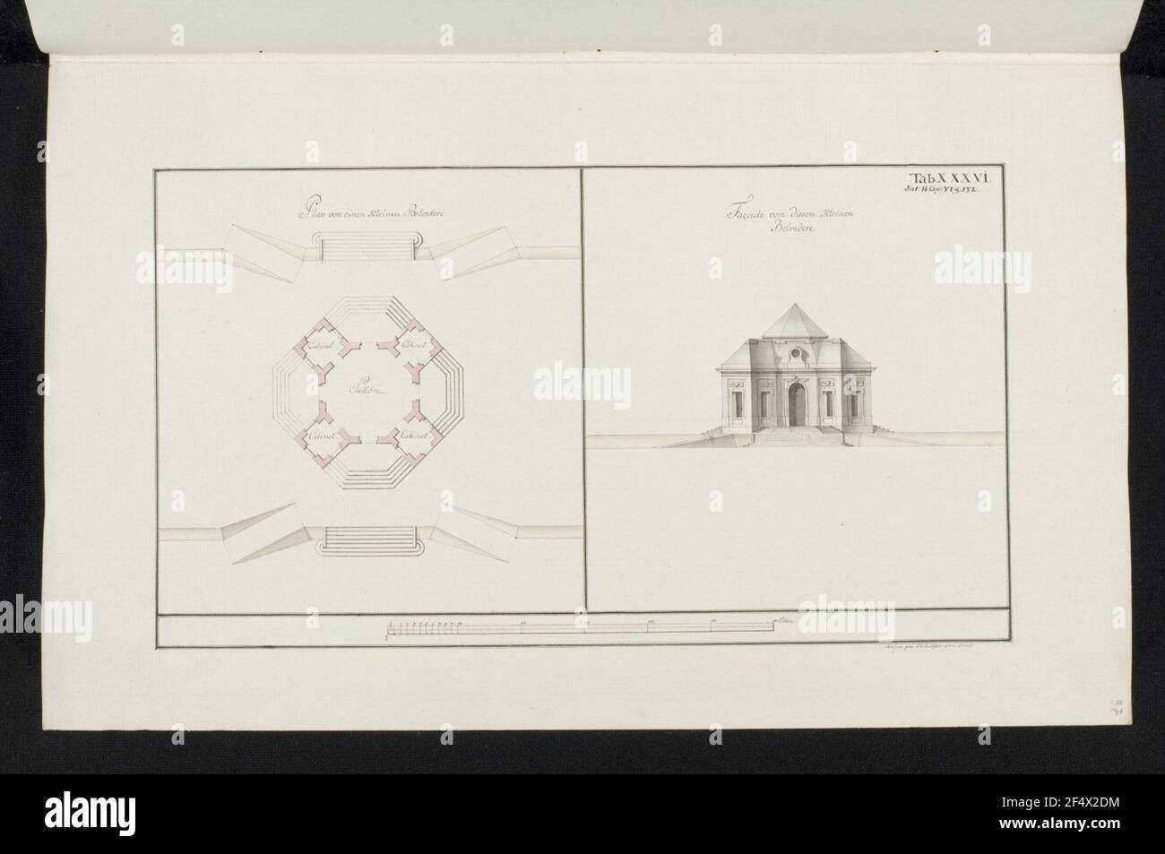Belvedere, ideal design, floor plan and elevation Stock Photo Alamy