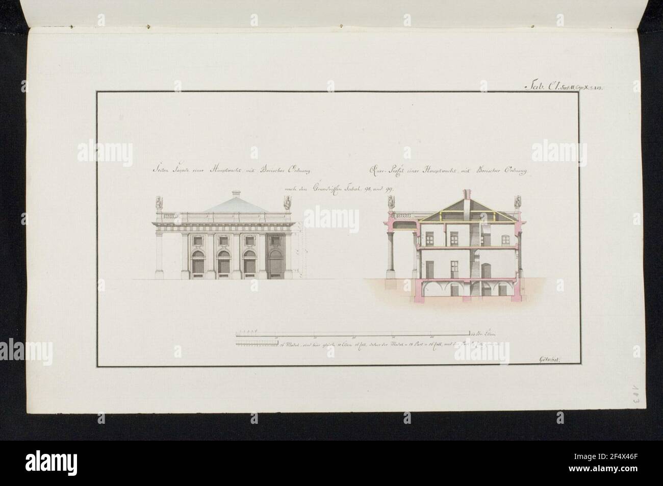 Hauptwache, ideal design, elevation and cross section Stock Photo - Alamy