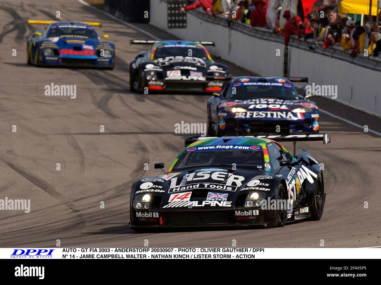 AUTO - GT FIA 2003 - ANDERSTORP 20030907 - PHOTO : OLIVIER GAUTHIER / DPPI N° 14 - JAMIE CAMPBELL WALTER - NATHAN KINCH / LISTER STORM - ACTION Stock Photo